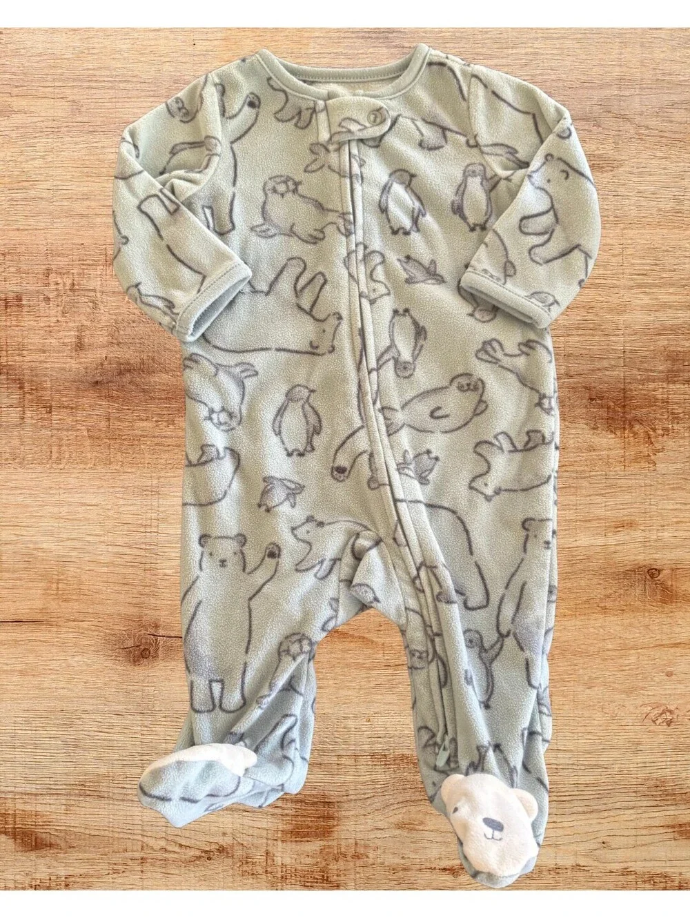 Carter's Polar Bear & Penguin Fleece Footie Pajamas 3 Months Blue